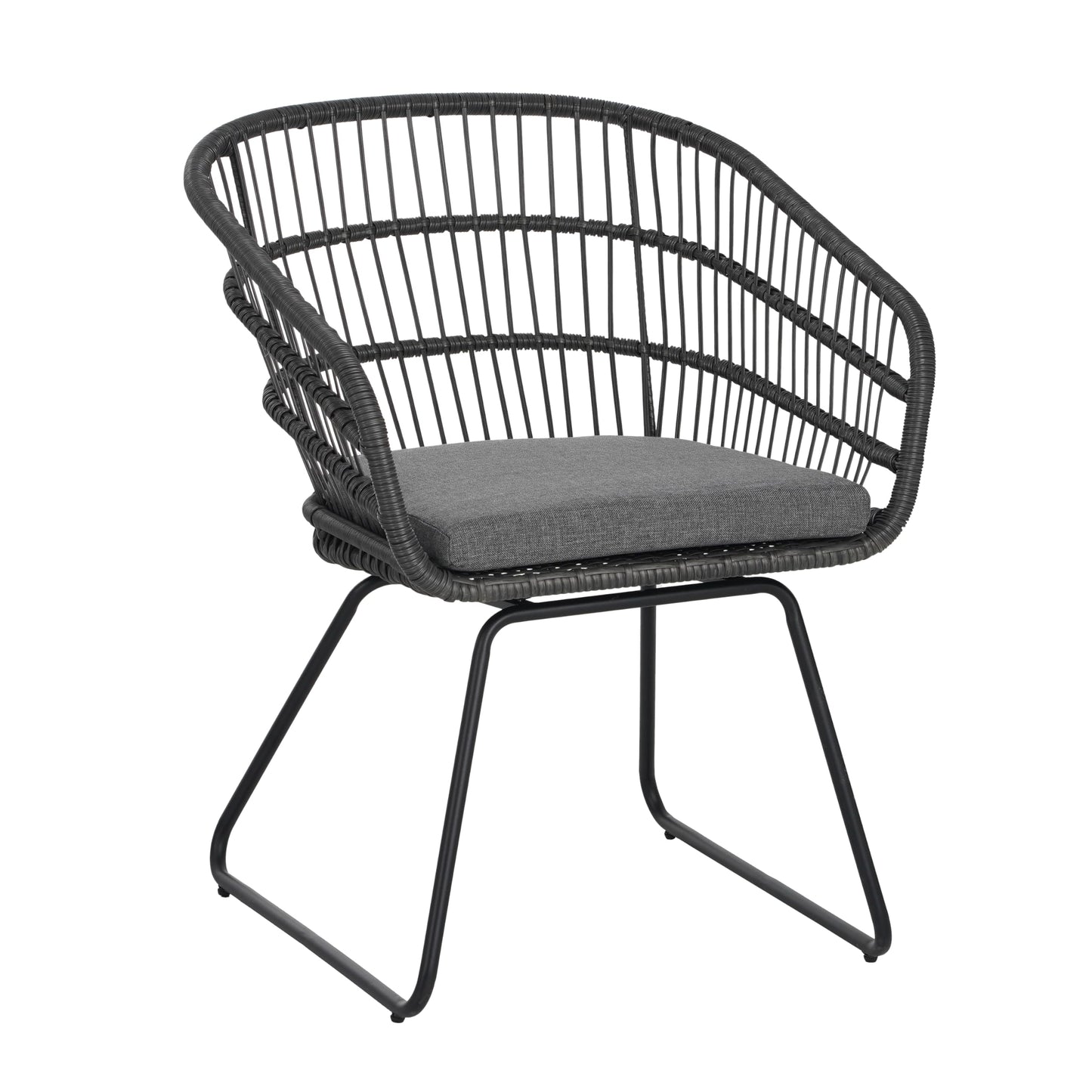 Christopher Knight Home Terry Acacia Wood Patio Dining Set for 6, Rectangular Patio Dining Table and Faux Rattan Chairs Set of 6, 7 Piece Outdoor Dining Set with Cushion and Iron Frame, Teak+Gray