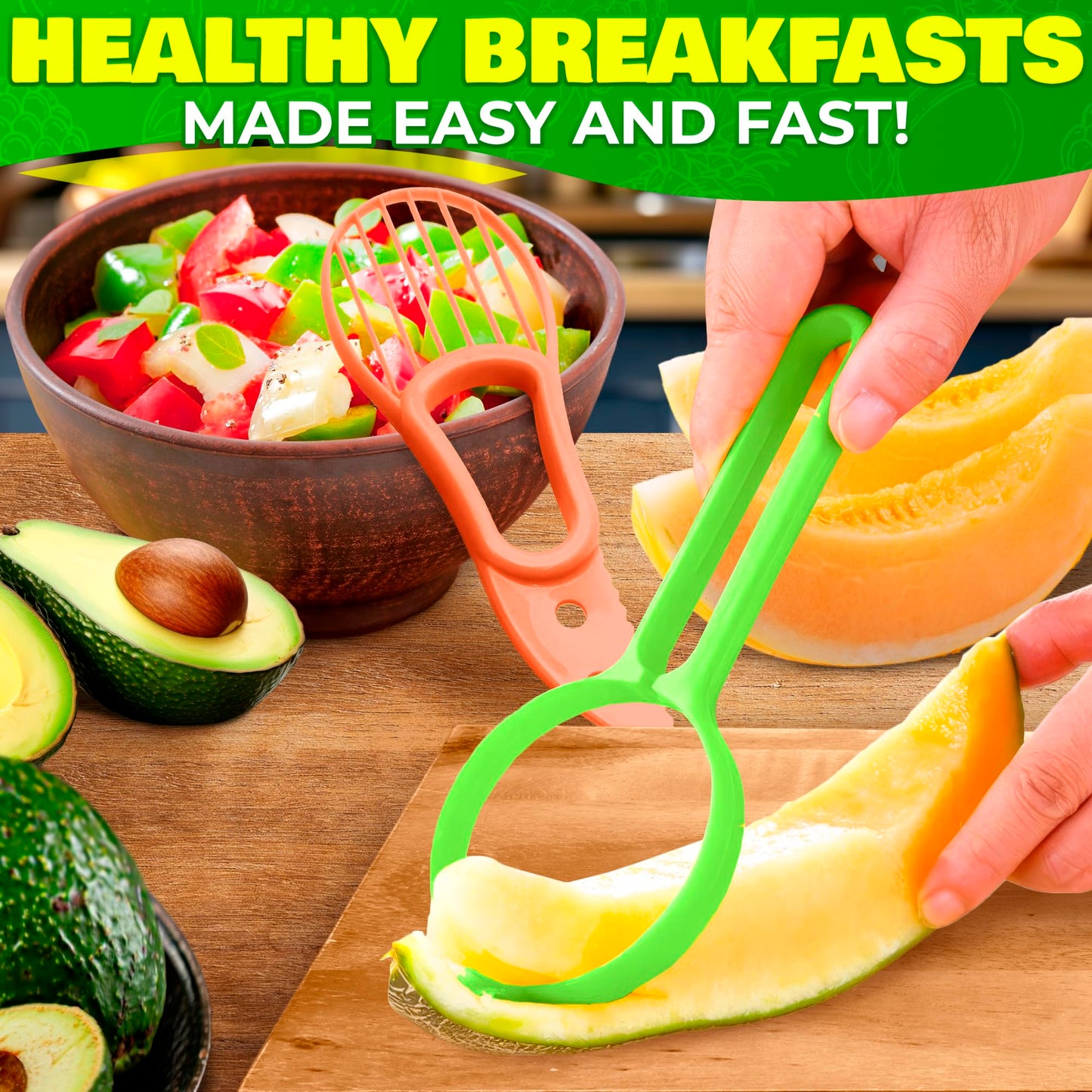 9 Pcs Pineapple Corer and Slicer Set – Sturdy, Sharp & Easy to Clean Pineapple Slicer Tool with Fruit Corer, Slicers and Peelers – Works for Apples, Melons, Avocados, Citrus, Berries, Bananas & More