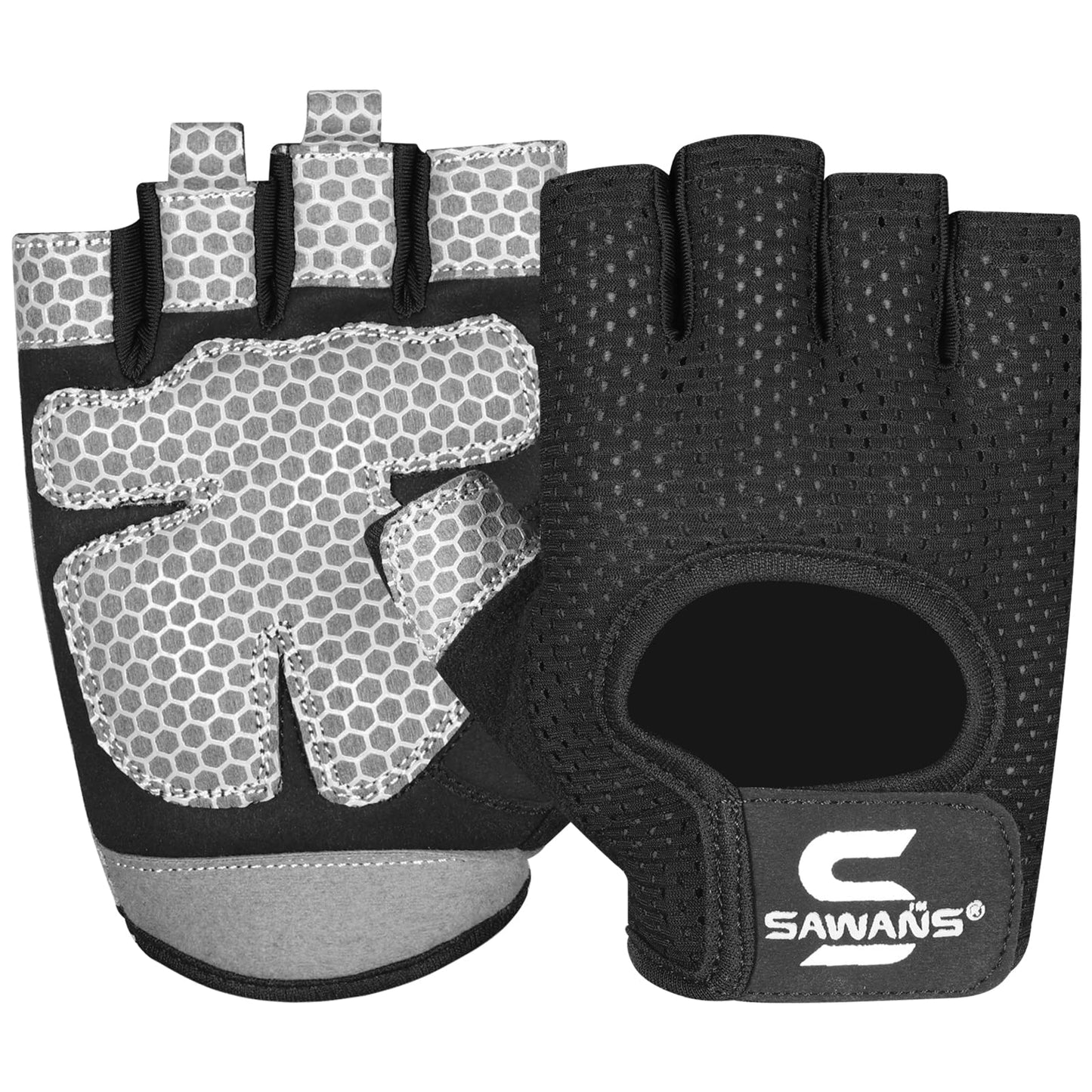 SAWANS Workout Gloves for Men and Women Weight Lifting Gloves Gym Fitness Exercise Cycling Pull ups Microfiber Lightweight Breathable Non-Slip Silicone Padded Palm Grip Protection