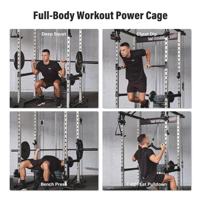 MAJOR FITNESS Power Cage Drone1 Premium- Multi-Function Power Rack for Home Gym, Squat Rack with Pull-up Bar, Cable Crossover System, J-Hooks, for Strength Training, Heavy-Duty Steel Construction