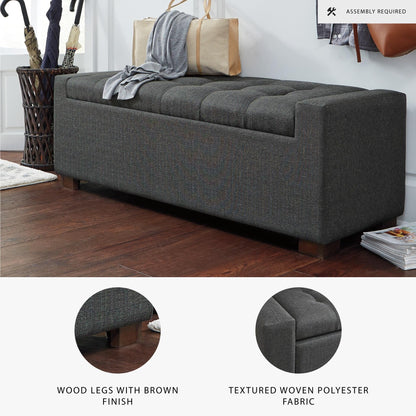 Signature Design by Ashley Cortwell Ottoman Tufted Entryway Storage Bench, Charcoal Gray