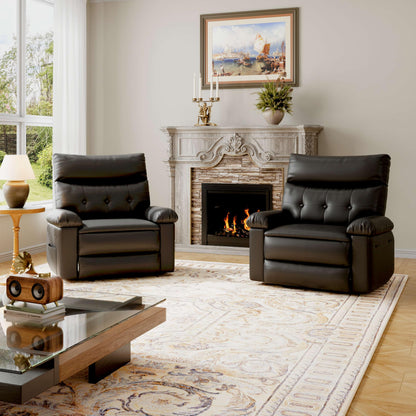 Garvee Oversized Recliner Chair - PU Leather Manual Recliner for Adults, Comfy Reclining Chair with Overstuffed Arms and Back, Side Pocket, Single Sofa for Living Room, Bedroom