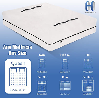 Mattress Bags for Moving and Storage - Heavy Duty with 8 Handles, Strong Zipper Closure, Semi-Transparent