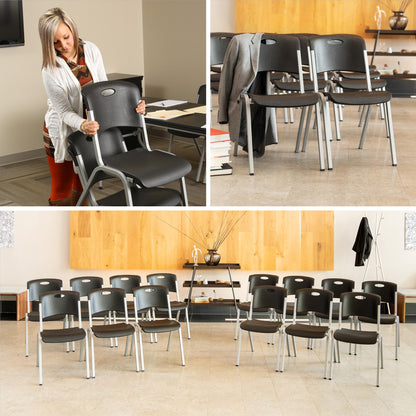 Lifetime Stacking Chair, Contemporary - Pack of 4, Black