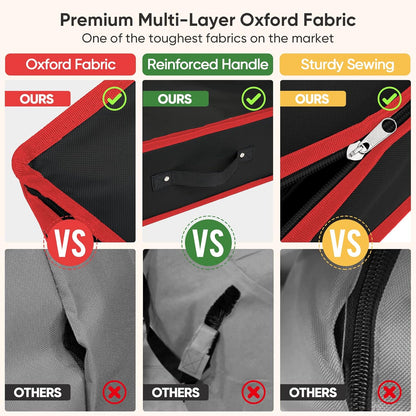 BALEINE Gift Wrap Storage Organizer - 40" Durable 600D Oxford Fabric Bag with Flexible Partitions | Black/Red