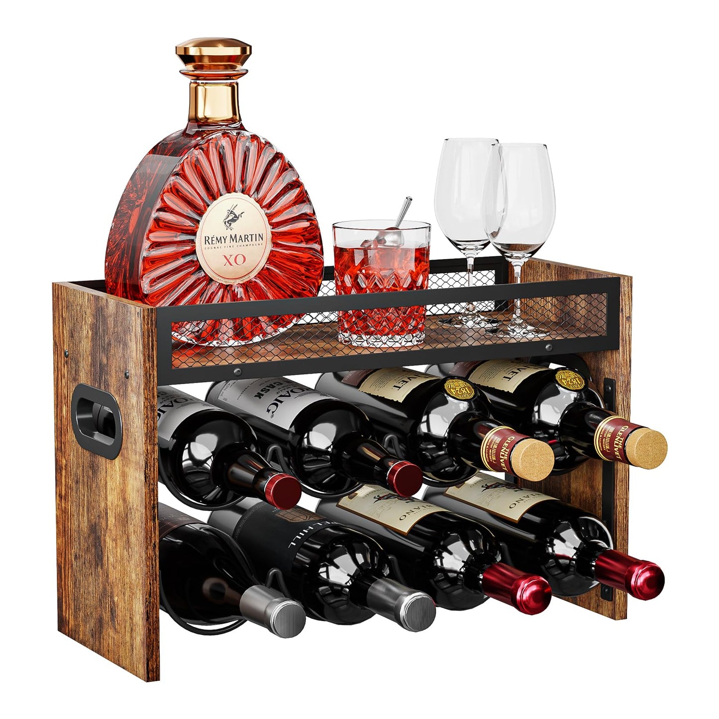 KLM 2-Tier Wine Rack, can Hold 8 Bottles.Suitable for Home Kitchens, Restaurants, Food Pantries, cabinets, and Bars.