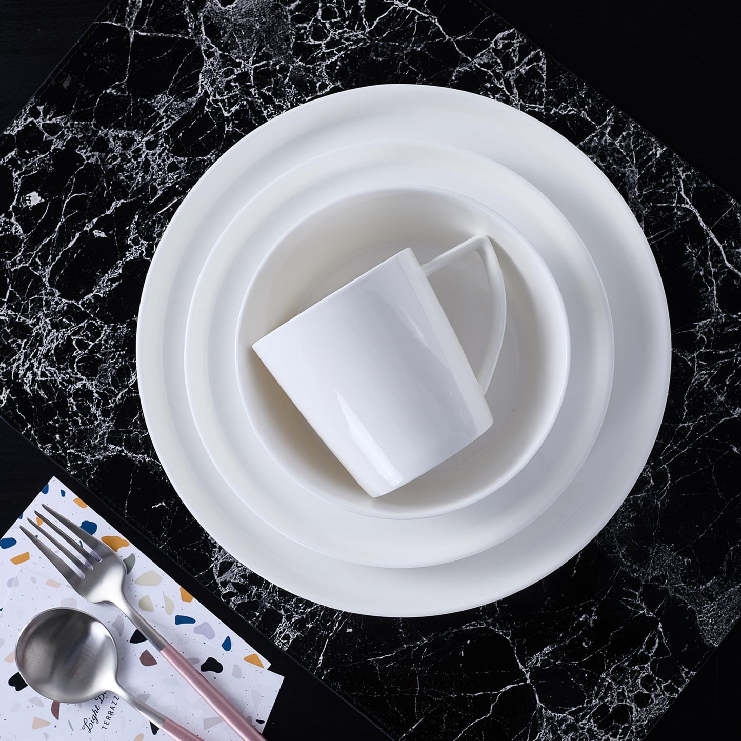 Stone Lain Madeline Formal Bone China Dinnerware Set 32 Piece Service for 8, White
