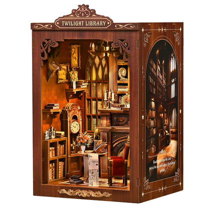 KERNOWO Book Nook Kit, DIY 3D Wooden Puzzles for Adults, Teens and Beginners, Miniature Tiny House Kit for Bookshelf Decor, Bookish Gift for Family, Friends, Book Lovers (Library)