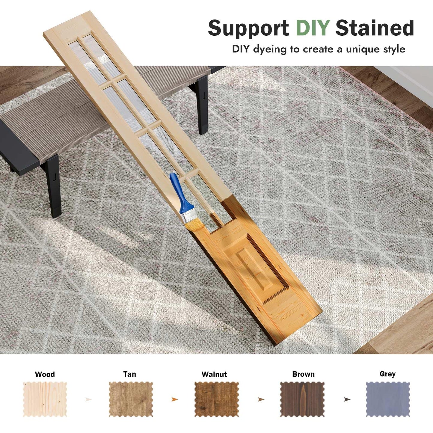 Roymelo Bifold Doors for 48"×80" (Four 12x80) Opening, Clear Glass French Interior Folding Barn Door with Concealed Hardware Kit Included, Spruce Wood Support DIY Dyeing, Preassembled Door, Save Space