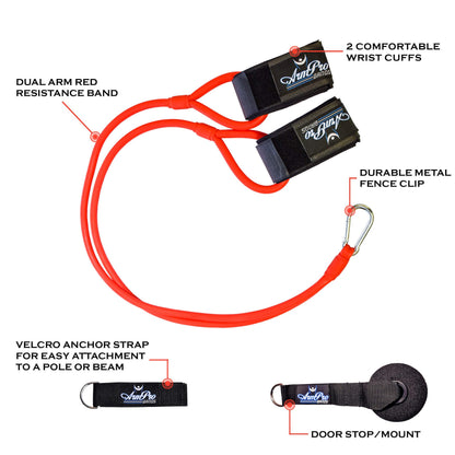 Arm Pro Bands Baseball Softball Resistance Training Bands - Arm Strength, Pitching and Conditioning Equipment, Available in 3 Levels (Youth, Advanced, Elite), Anchor Strap, Door Mount