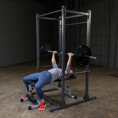 Body-Solid Powerline (PPR1000) Power Rack - Steel Frame Squat Cage with J-Cups and Safety Pipes for Home Gym Strength Training