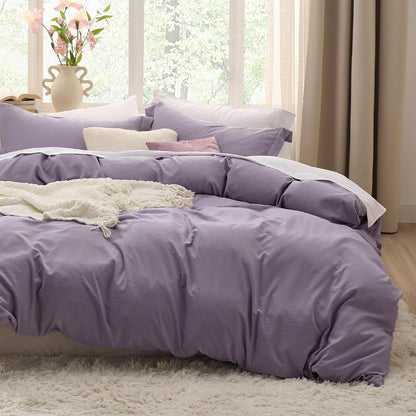 Bedsure Grayish Purple Duvet Cover Set - Extra Soft 3-Piece King Size Bedding, 104x90 Inches with Zipper Closure & 2 Pillow Shams