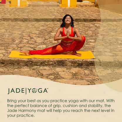 JadeYoga Harmony Yoga Mat - Durable & Thick Gym Fitness Mat, Non-Slip Natural Rubber Yoga Mat - Home Exercise & Stretching Mat, Workout Mat - Yoga, Pilates & Meditation for Women & Men