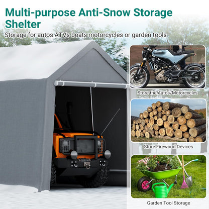 10×15 ft Outdoor Storage Sheds, Portable Storage Shelter Shed with Roll up Zipper Doors, Waterproof Outside Utility Shed Garage Tent for Motorcycle, Bicycles and Camping Tools