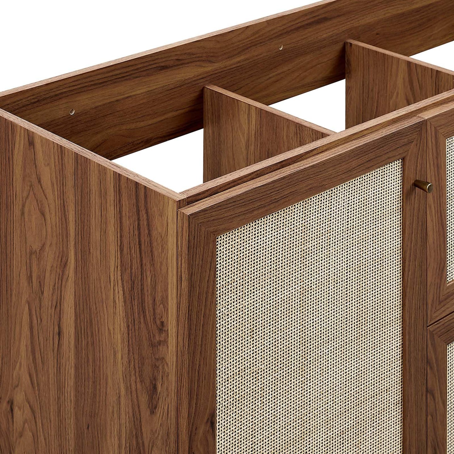 Modway Soma Rattan Weave Bathroom Vanity Cabinet Basin Not Included, 48” Single or Double Sink Compatible, Walnut