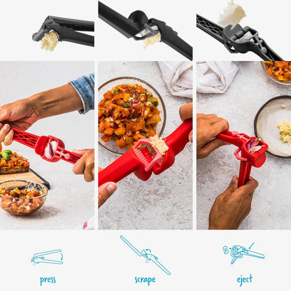 2-In-1 Dreamfarm Garject Lite Garlic Peeler, Garlic Press & Mincer with Garlic Peel Ejector, Nylon - Black