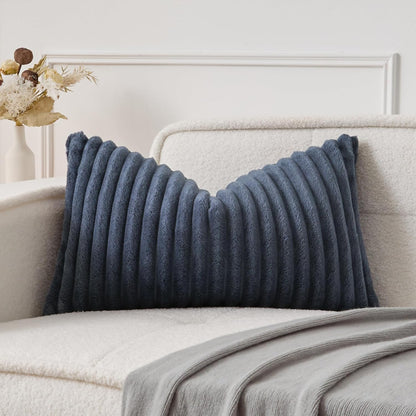 12x24 Inch Set 1 UGASA Lumbar Throw Pillow Cover of Super Soft Faux Fur Decorative Pillow Case Plush Flannel Texture