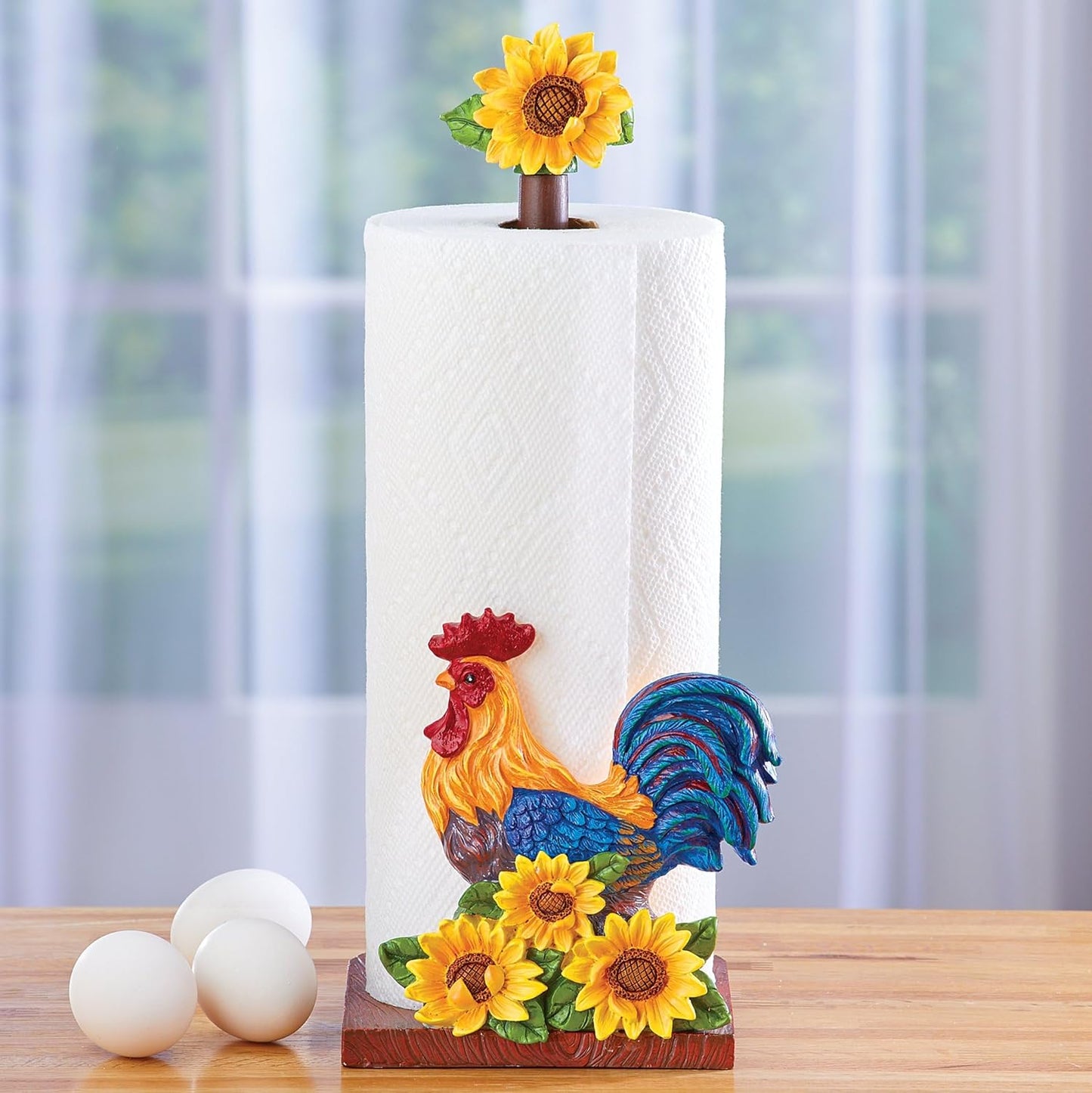Charming Rooster & Sunflower Paper Towel Holder for Kitchen