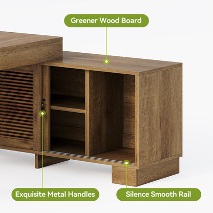 LITTLE TREE 63" L Shaped Executive Desk with Storage, Farmhouse Home Office Desk with 2-Tier Cabinets and Shelves, Large Wooden Computer Table Business Furniture Workstation Set, Brown