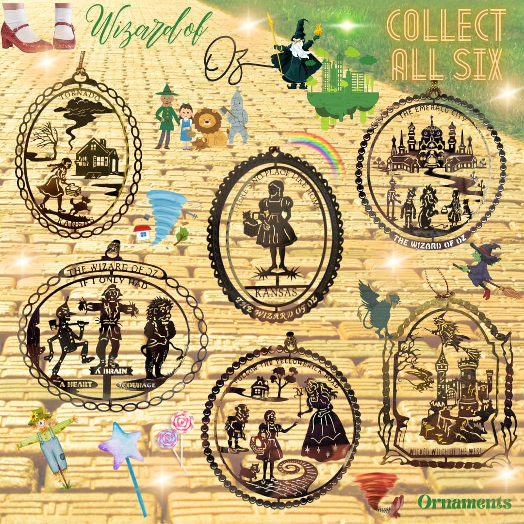 Wizard of Oz Christmas Ornament, Follow The Yellow Brick Road, Glinda, Munchkin, Dorothy, Toto