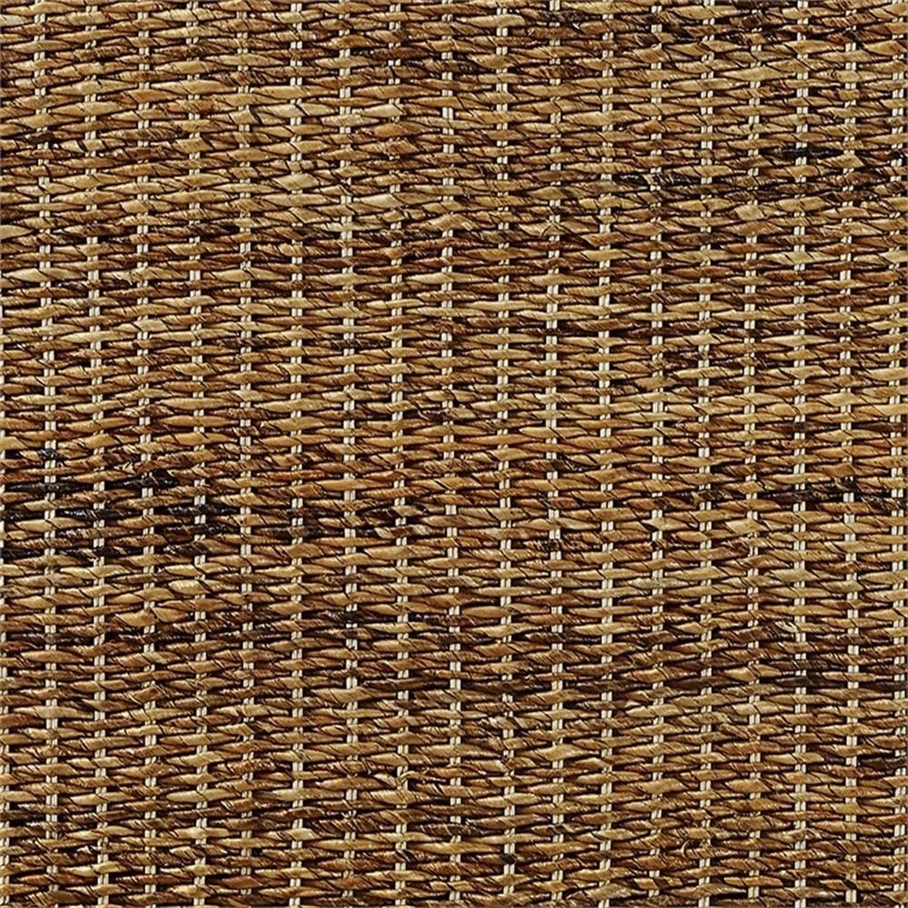 Pemberly Row Coastal Wood/Rattan King Platform Bed, Natural Brown Finish, Handwoven Banana Leaf, Matte Black Feet, 53.75" H x 82.5" W x 86" D, Includes Headboard/Footboard, Rustic Bedroom Furniture