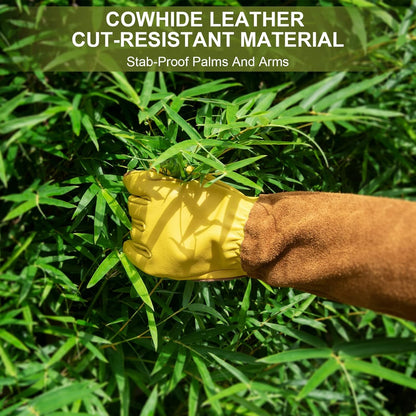 Women's Gardening Weeding Gloves - Leather Thorn Proof Garden Glove for Digging, Planting, and Pruning