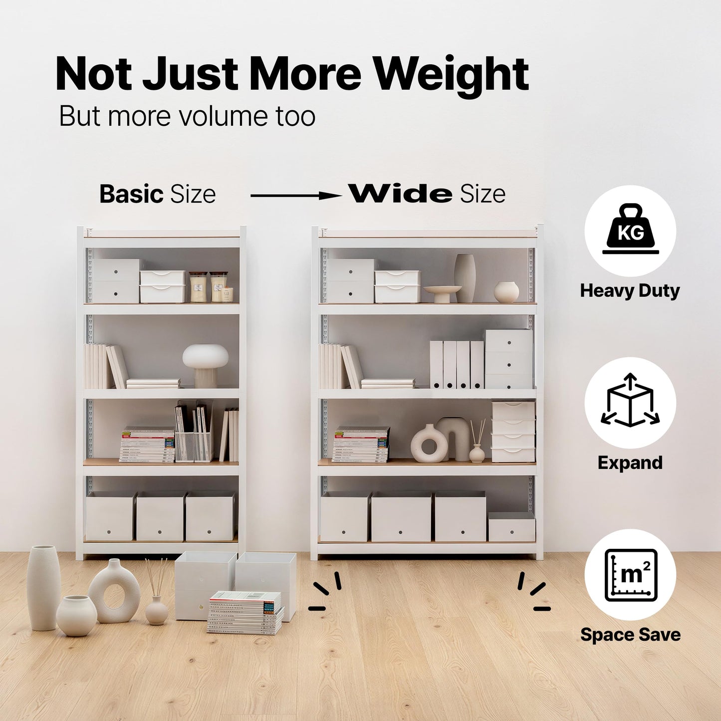 HOMEDANT House 48.1" W Deep 5 Tier Heavy Duty Garage Shelving Adjustable Metal Rack Storage Shelves Standing Shelf Unit Organizers Industrial Warehouse Basement White 1Pack