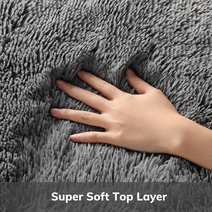 6x9 Ophanie Area Rugs, Upgrade Non-Slip Fluffy Soft Rugs for Living Room, Large Shag uzzy Plush Rug, Medium Gray Shaggy