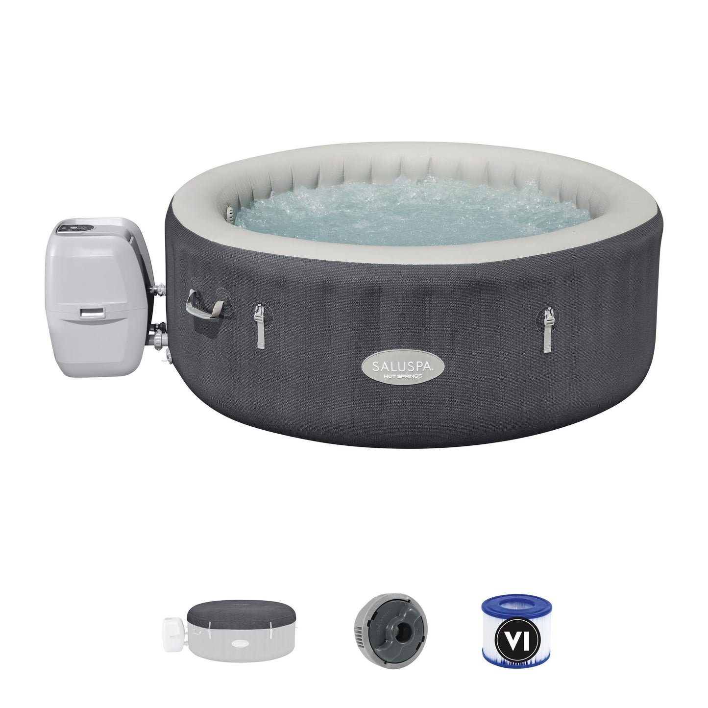 Bestway SaluSpa Hot Springs Inflatable Hot Tub, Fits Up to 2-4 Persons, Energy-Efficient Portable Spa, Outdoor Blow Up Hottub for Backyard, 120 AirJets, 71" x 26" Round
