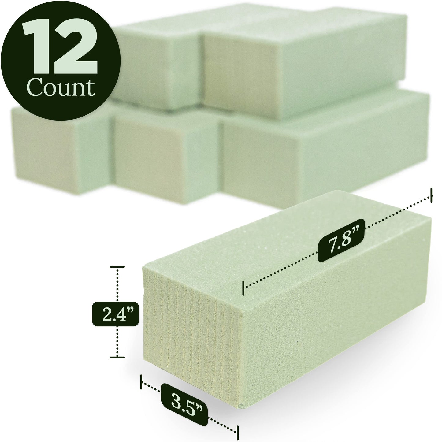 Kedudes Premium Dry Floral Foam Blocks 12-Pack - Foam Blocks for Flower Arrangements and Crafts - Dry Foams for Artificial Flowers, Silk Displays, Weddings - Green Bricks for DIY Decoration Projects