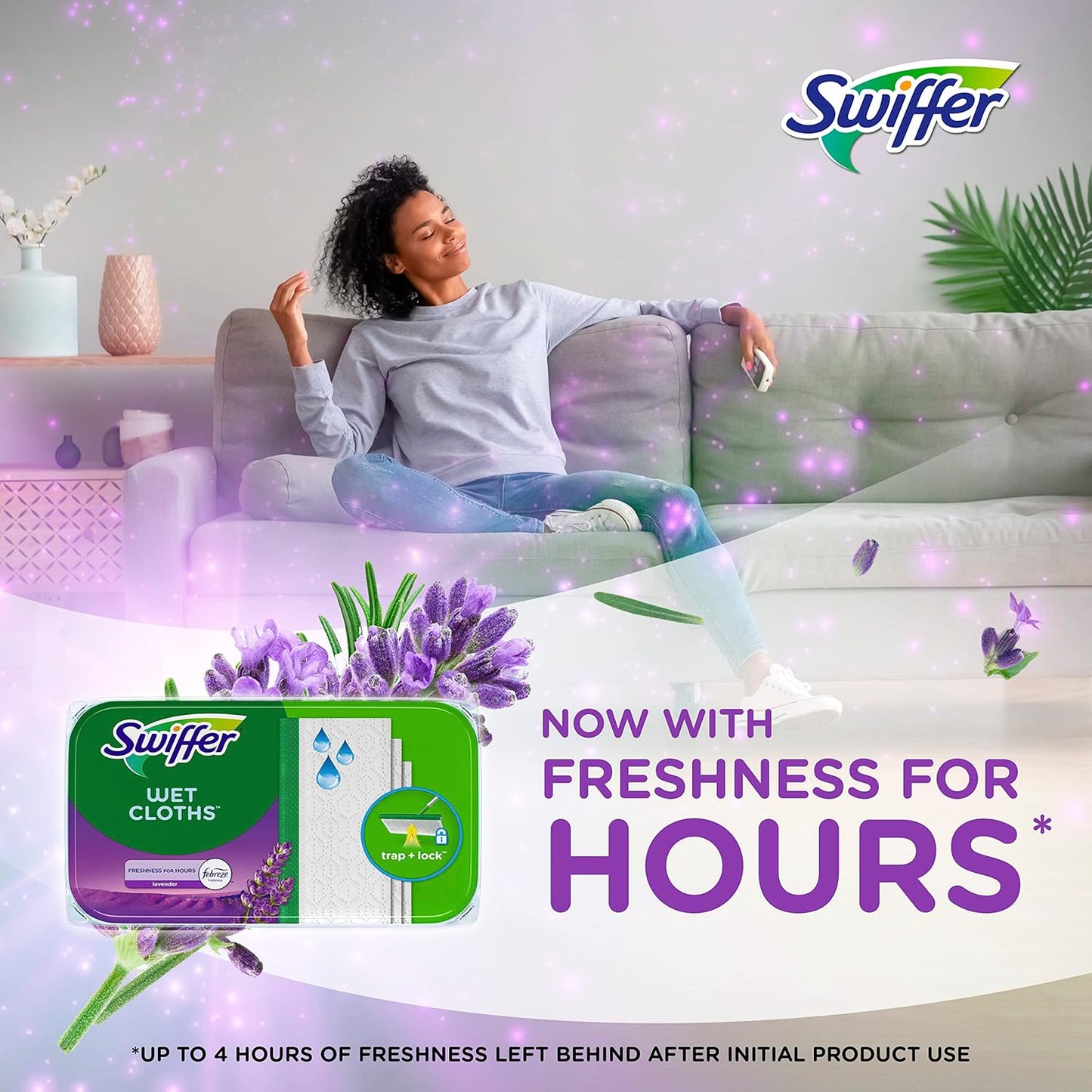 Swiffer Sweep + Mop Wet Pads Refill - All-Purpose Floor Cleaner for Dirt & Dust | Lavender, 24ct