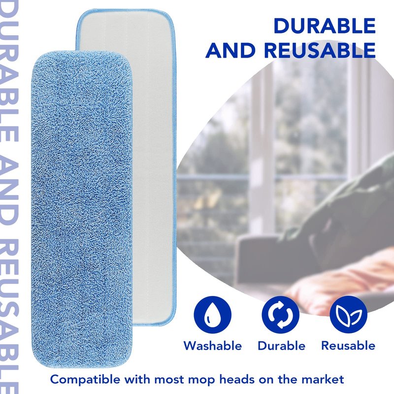 Replacement Microfiber Pad Fit for Rubbermaid Commercial 18 Inch and 17 Inch Mop - 10 Pack Wet & Dry Commercial Cleaning Reusable Refills Fit for Any Microfiber Flat Mop 18" 17" - Trapezium