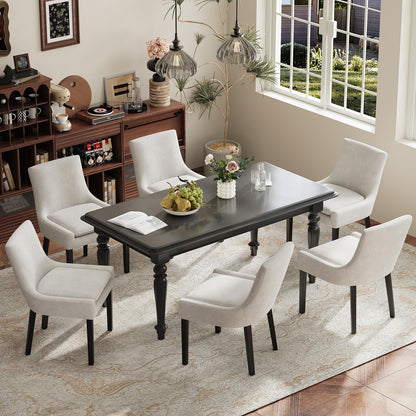 MALOL Dining Chairs Set of 4, Upholstered Corduroy Dining Room Chair with Wood Legs, Mid-Back Padded Kitchen Side Chairs for Dining Room, Beige