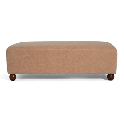 Christopher Knight Home Rika 48" Comfy Boucle Upholstered Bedroom Bench, Ottoman Bench with Rounded Wooden Legs, Spacious Seating, Long Footstool for Living Room, Entryway Bench, Tan Brown