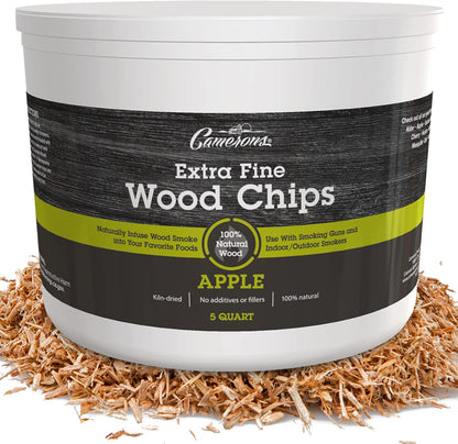 (5 4.731L) Camerons All Natural Extra Fine Apple BBQ Wood Chips for Smokers Quart, - Kiln Dried Wood Sawdust Shavings