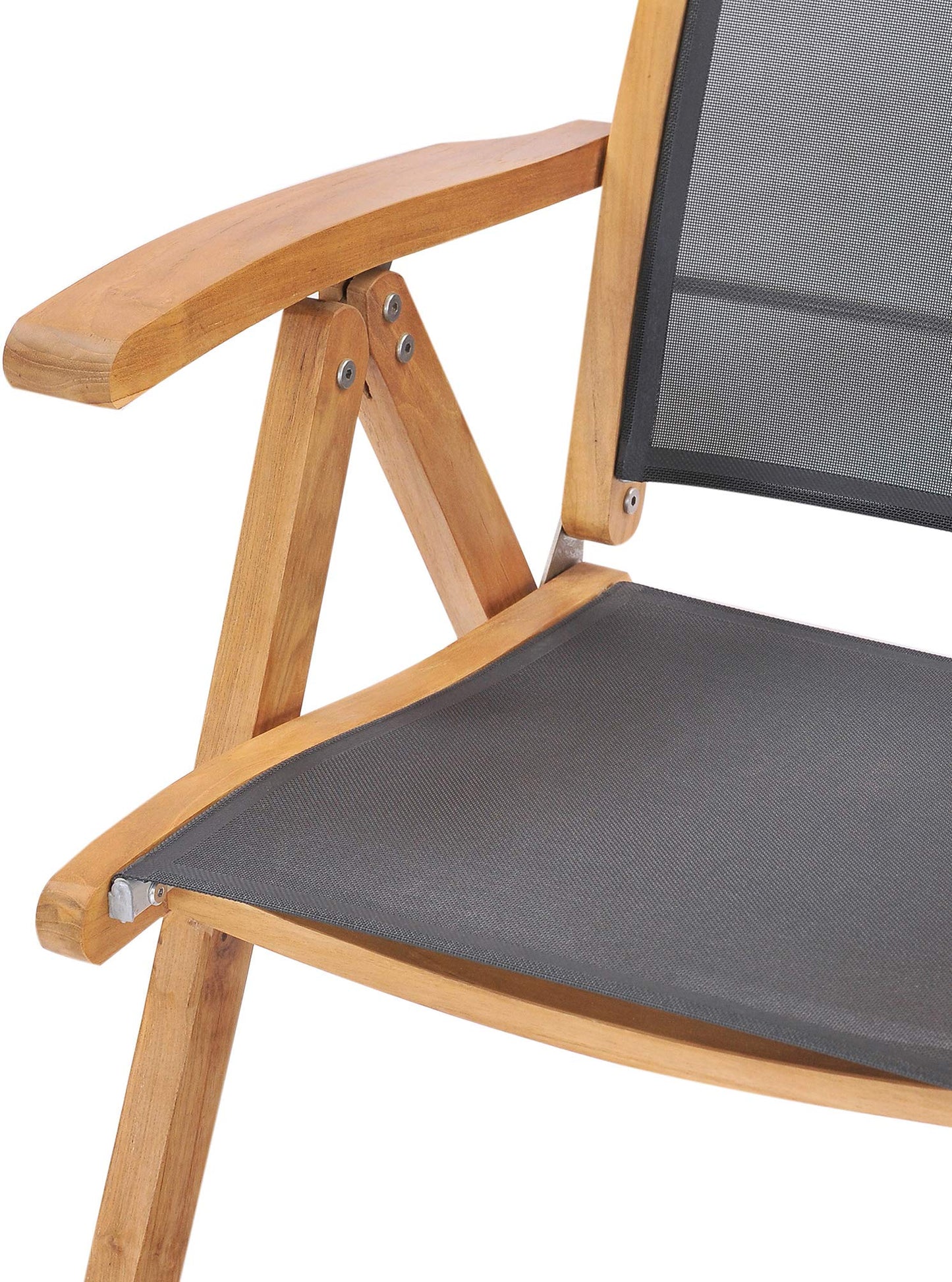 CHIC TEAK Teak Wood California Reclining Chair with Black Batyline Sling, Made from Solid A-Grade Teak Wood and Batyline