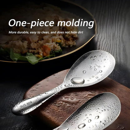 Comicfs 2Pcs Rice Spoon 304 Stainless Steel Rice Paddle Spoon Thickened Nonstick Rice Spatula Rice Scooper Rice Cooker Spoons Food Serving Scooper Kitchen Utensils for Home Restaurant Hotel (Bright)