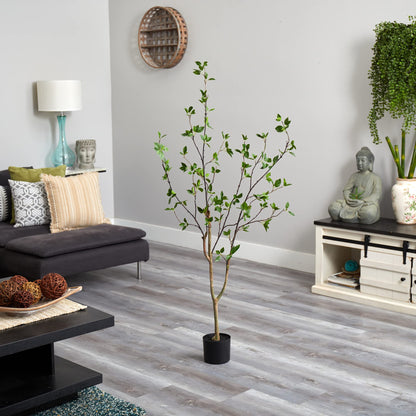 Nearly Natural 5ft Citrus Artificial Tree with Bendable Branches, Realistic 60in Minimalist Fake Tree with Nursery Planter for Indoor Home Decor, Living Room, and Office Decor