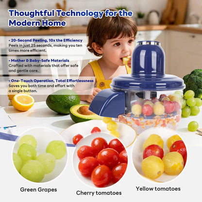 NKDFRI Automatic Grape Peeler Machine, Electric Garlic & Cherry Tomato Peeler Skin Remover Tool for Small Fruits, Effortless Peeling for Home Kitchen (Blue-1PC)