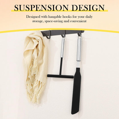 Crepe Spreader and Spatula Set - 2Pcs Stainless Steel T-Shaped Crepe Maker Tool with Nylon Handle, Even Thickness Distribution, Hanging Hole for Easy Storage for Baking and Cooking