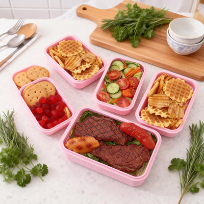 Bgtecho 4 Pack Collapsible Silicone Food Storage Containers with Lids, Silicone Lunch Box for Kitchen, Foldable Collapsible Meal Prep Container, Microwave, Freezer & Dishwasher Safe, BPA Free