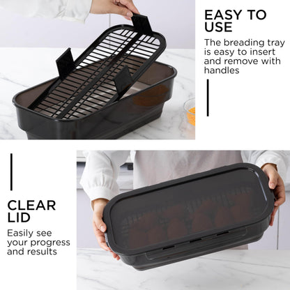 COOK WITH COLOR Collapsible Batter Bowl - Mess Free Breading Shaker Container - Great for Fried Fish, Fried Chicken, Onion Rings, Wings & More, Cream