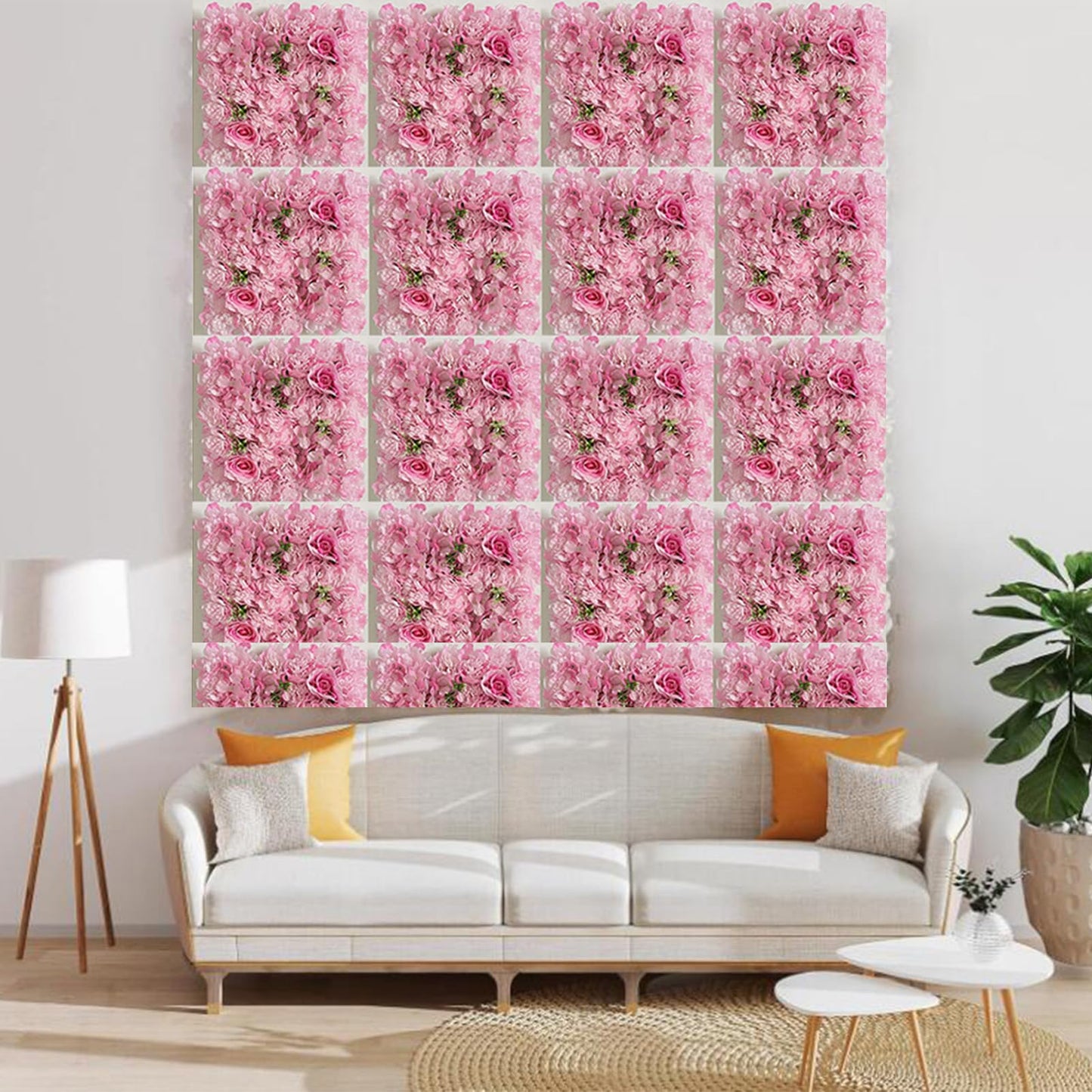 JIIPOREGJ Artificial Flowers Wall,for Home Wedding Party Photo Backdrop Decor,Pink,15pcs