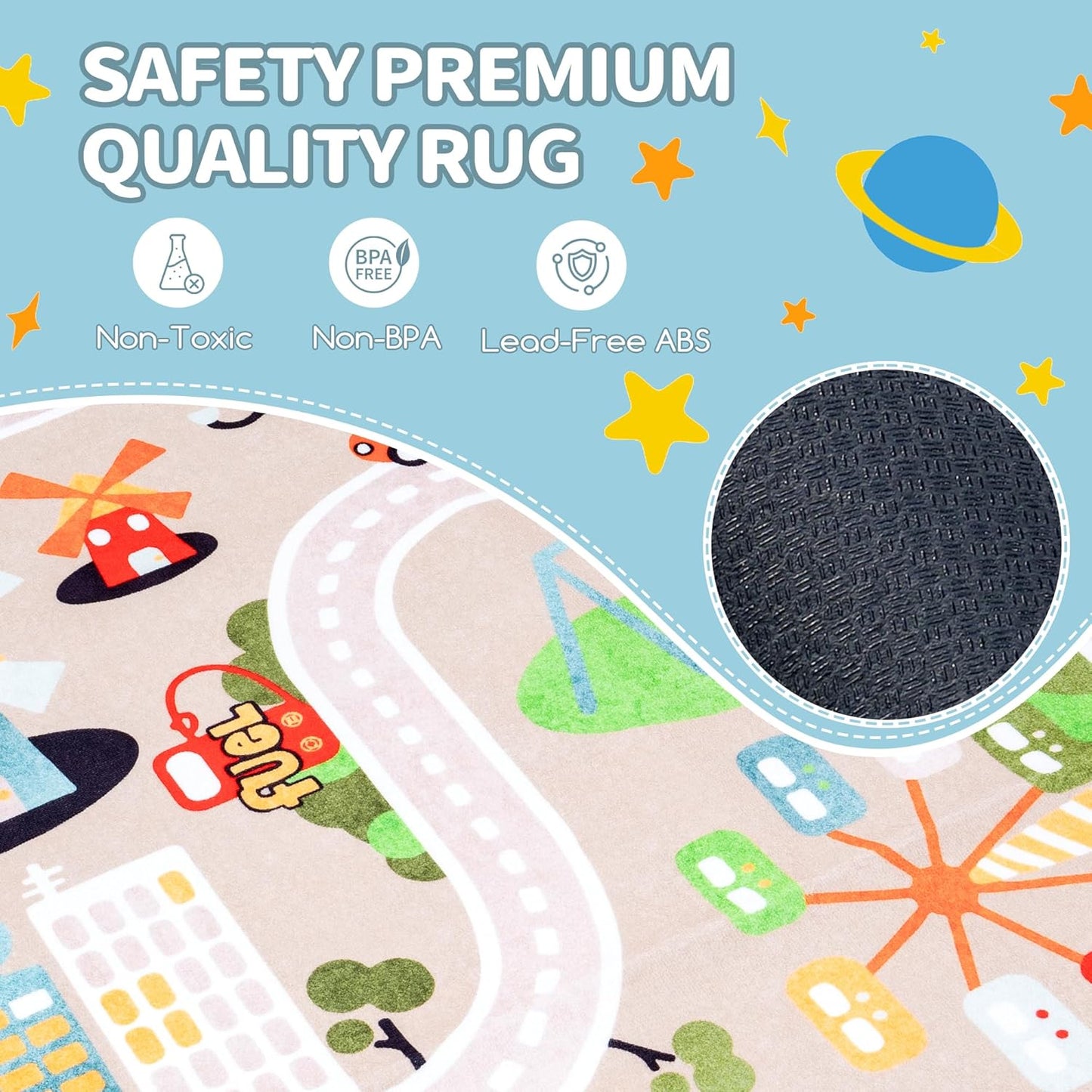 4x5 Safe(40"x60") Baby Play Mat for Floor, FT Non-Slip Nursery Rug, Extra Thick Large Area Kids Rugs, Kids Mat