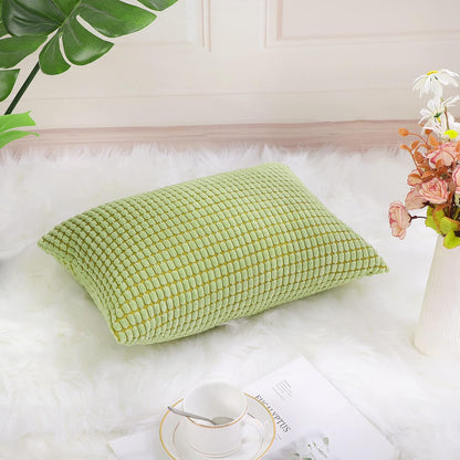 uxcell Soft Corduroy Throw Pillow Cover, Corn Striped Decorative Cushion Cover, 12" x 18", Pale Green