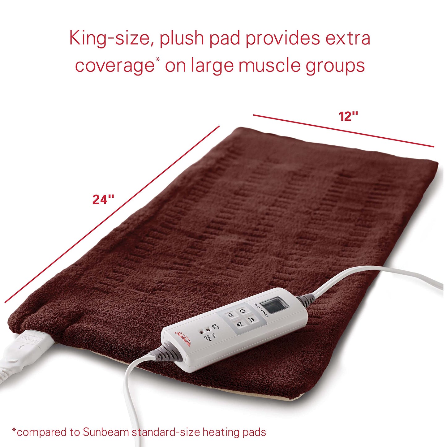 Sunbeam Contoured Heating Pad for Neck & Shoulder Pain Relief with Auto Shut Off Moist Heating Option 22 x 19 Grey
