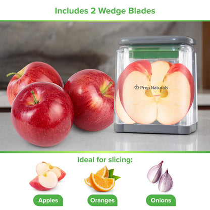 Prep Naturals 3-in-1 Manual French Fry Cutter - Interchangeable Blades for Potato Cutter & Fry Slicer - Functions as Potato Dicer & Food Dicer - Includes Safety Glove - Medium, Gray