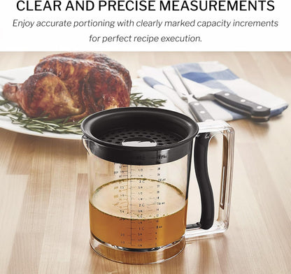 Amco 32oz Grease Separator, Bottom Release, Mess-Free Pouring, Dishwasher Safe