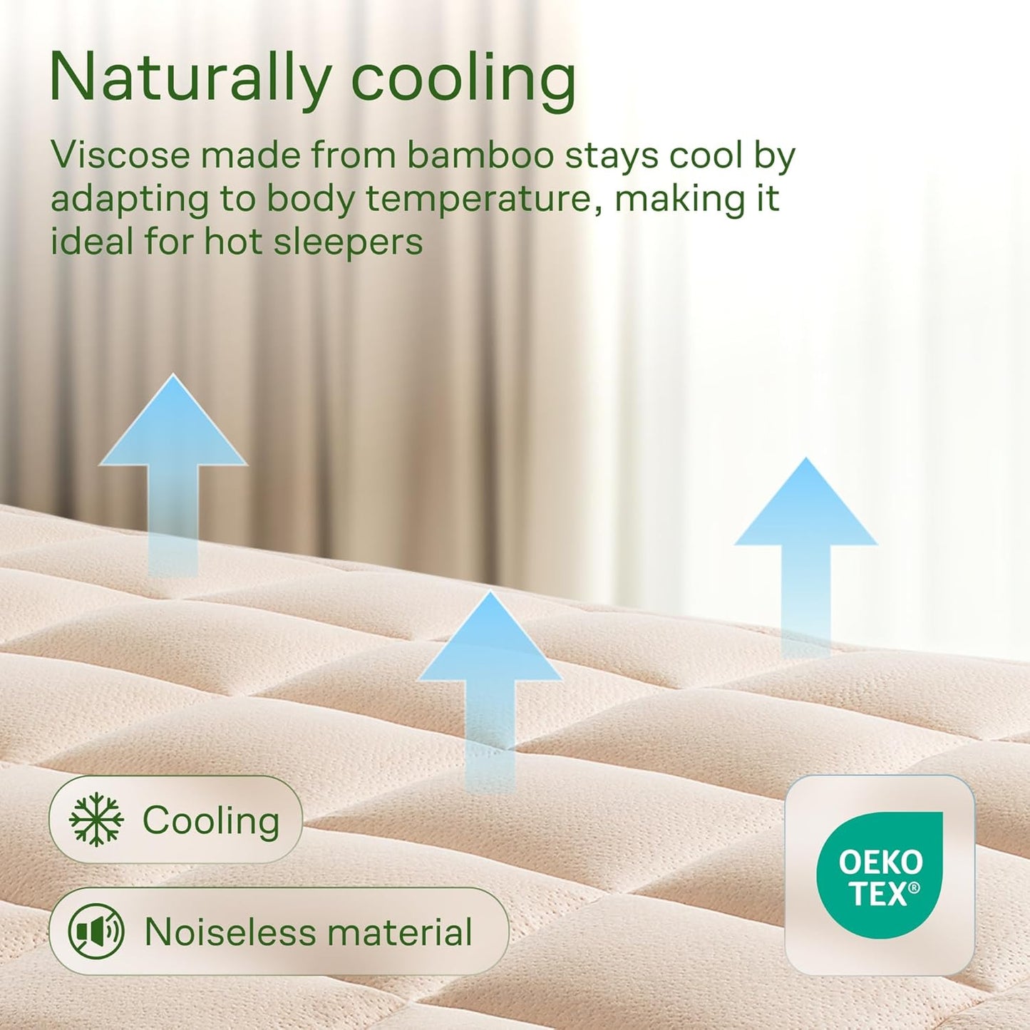 Niagara Sleep Solution Queen Size Mattress Topper - Ultra Soft Bamboo Viscose Pillow Top for Back Pain Relief | Naturally Cooling, Beige