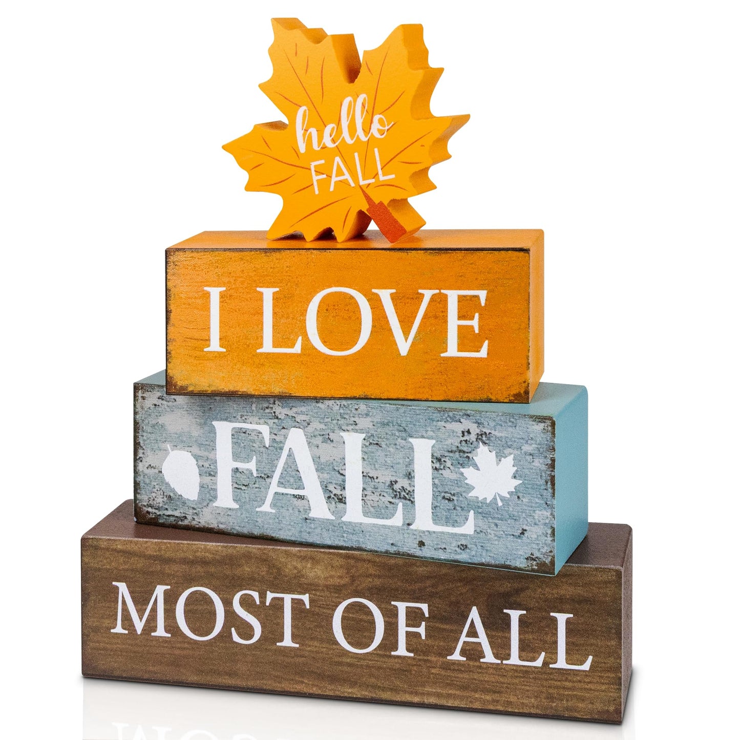 4 Pcs Fall Wooden Tiered Tray Decor, Fall Table Centerpiece for Fall Party Kitchen